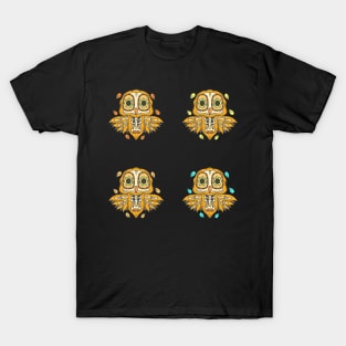 Colorful Yellow Orange Beige Yellow Blue Owl Day of the Dead Skeleton T-Shirt